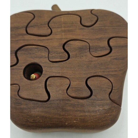 6" Tall Wooden Fruit- Apple - 4 Piece 3D Jigsaw Puzzle Mind Teacher Gift - Picture 4 of 15